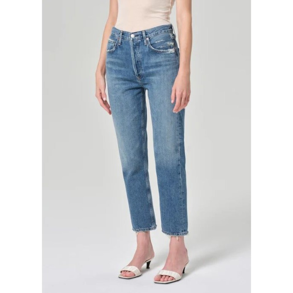 Agolde‎ Riley High Rise Straight Crop Frequency Medium Wash 25